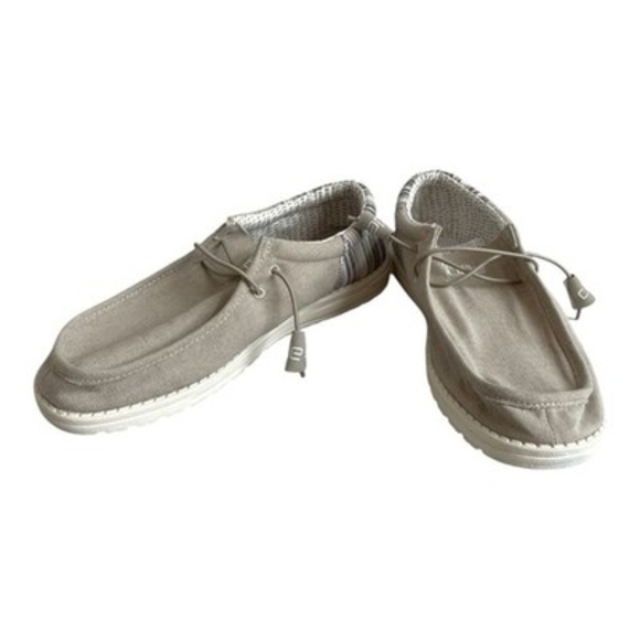 Hey Dude Wally Stretch Canvas Light Grey Casual Shoes Moccasins Men’s Size 11 main image 7